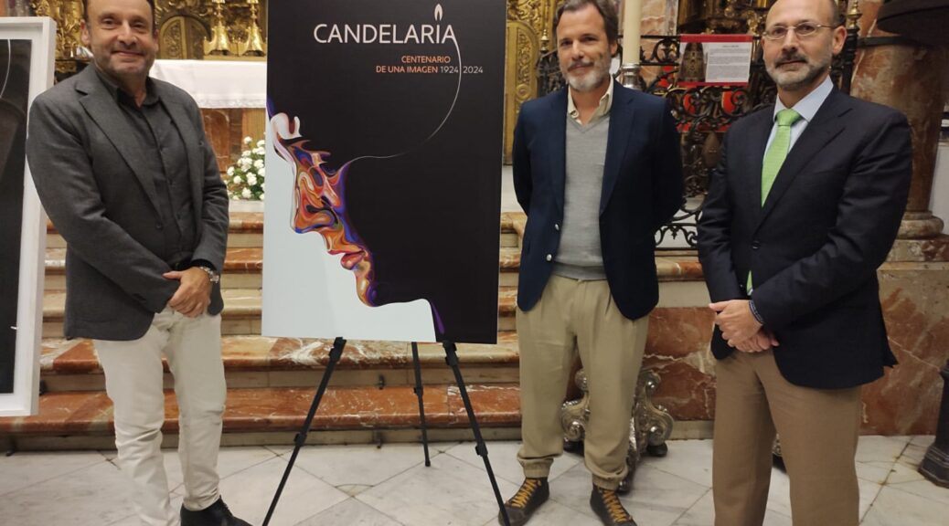 Martín Satí, Honorio Aguilar García y José Antonio Fernández Arnaldos, en la presentación del cartel de la Exposición.